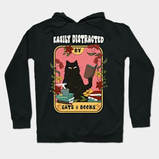 Easily distracted by cats and books Hoodie